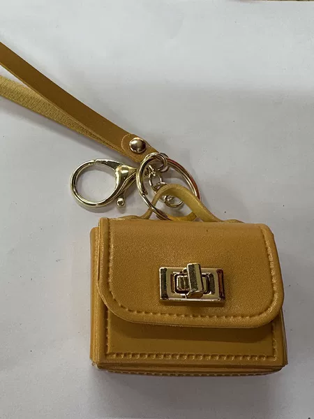 Ruiguo Leather Bright Leather Key Bag, Convenient to Carry Small Bag, Wireless Headphone Bag, Multi-Functional Coin Purse