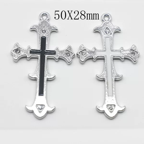 Direct Sale Alloy Oil-Drip Rhinestone Vintage Cross Pendant DIY Simple Creative Accessories Wholesale in Stock Pendant