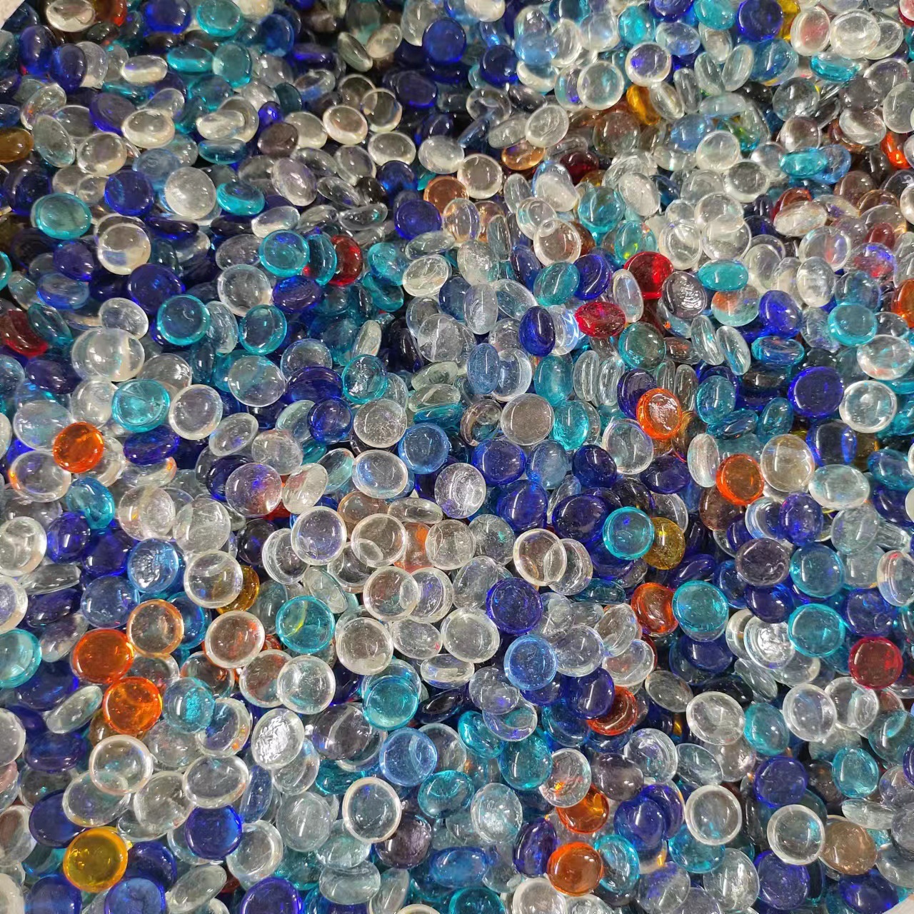 玻璃扁珠陶瓷扁珠鱼缸造景玻璃雨花石儿童考古挖宝玩具彩色石头