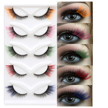 5对猫眼彩色3D立体多层假睫毛欧美狐系浓密卷翘自然上妆跨境热销