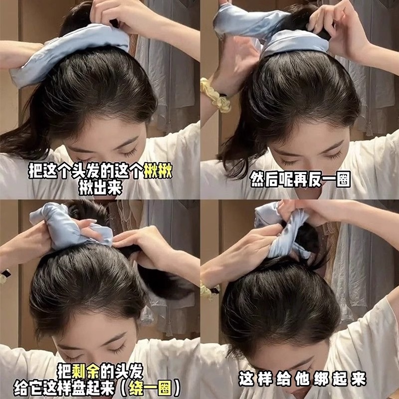 Almohada de gran tamaño, lazo para el cabello para dormir, lazo para el cabello de seda satinada de alta calidad para mujer, cuerda para el cabello, artefacto para el cabello rizado, tocado de cuerda para el cabello