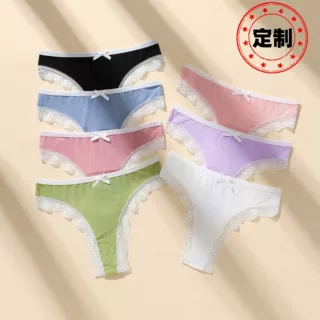 新款透气舒适涤纶芭比纹女士内裤女生蕾丝收腹低腰内裤女加工定制