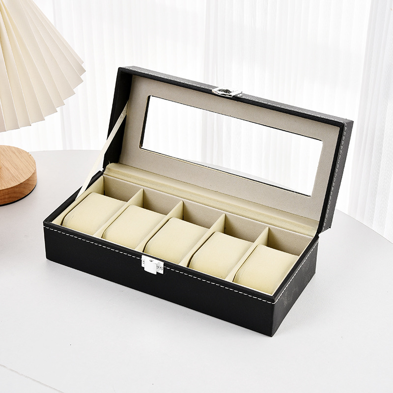 Caja Organizadora de Relojes de Cuero PU, a Prueba de Polvo con Ventana Transparente, para Relojes y Joyas