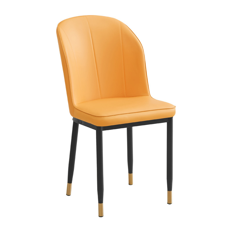 Silla de respaldo simple moderna silla de cuero silla de ocio silla de comedor de paquete suave silla de negociación silla de comedor de tres filas