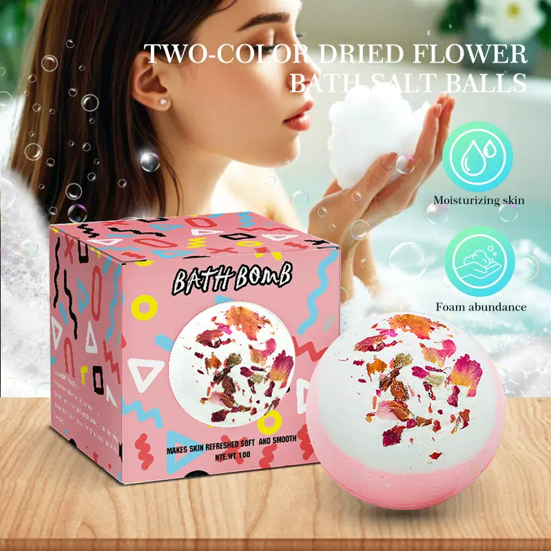 100g现货干花泡澡球 沐浴爆炸浴盐球香氛泡泡浴球沐浴盐跨境浴盐