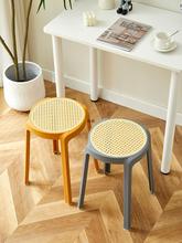塑料凳子加厚成人家用餐桌高板凳现代简约时尚创意北欧方圆凳椅子