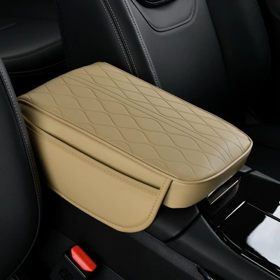 Box Pad, Armrest box pad - embossed-water-ripple-memory-foam-warm-rice