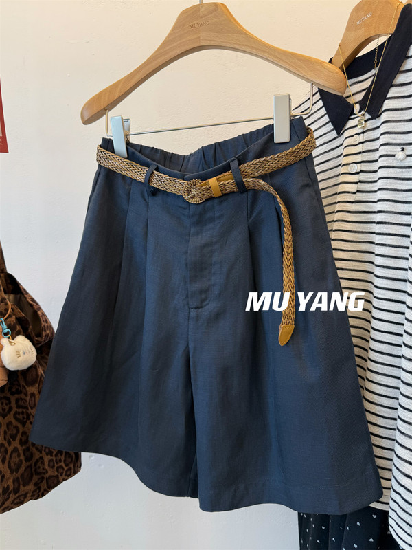 Muyang Really Easy to Wear! 79 Lyocell 21% Linen Shorts for Women Summer High-Waisted Slimming Straight-Leg Casual Pants