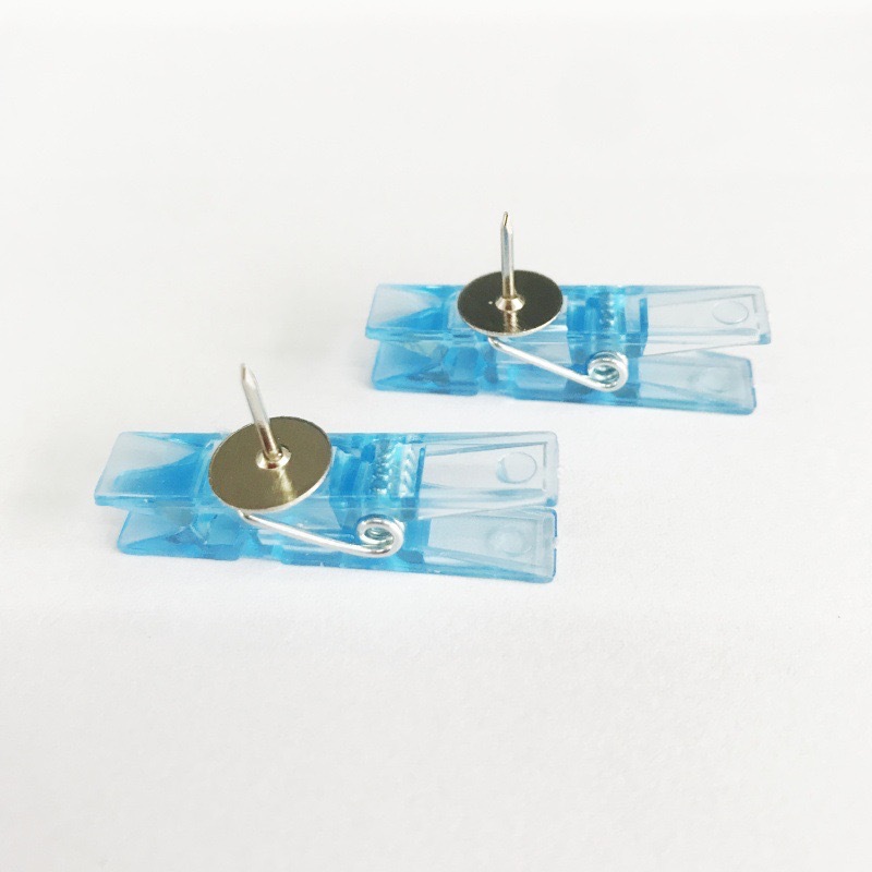 3.5*0.7cm 플라스틱 클립 압정-투명 파란색