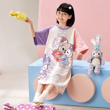 儿童睡裙女夏季短袖100%纯棉薄款宝宝中大童小女孩女童家居服全棉