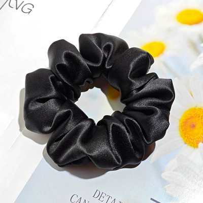 for Women 100% Mulberry Silk – Saç üçün rezinlər - 30mm-4cm-hair-tie-black
