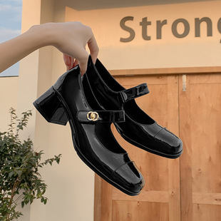 威威女郎 216 thick sole Mary Jane shoes for women Chun Xiaoxiangfeng high heels temperament one-strip thick heels single shoes for women