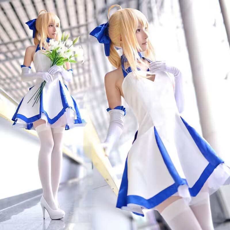 Fate/Stay Night Cosplay Costume Sebalily Anime Convention Role-Playing White Dress Export Japan Strapless Sailor