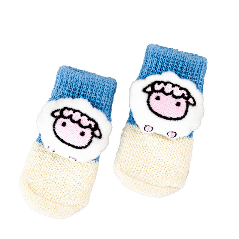 Calcetines para perros de cuatro estaciones, anti-deslizante, anti-arrastre, anti-sucio, calcetines cálidos para casa, calcetines de peluche, calcetines para mascotas, calcetines image 5