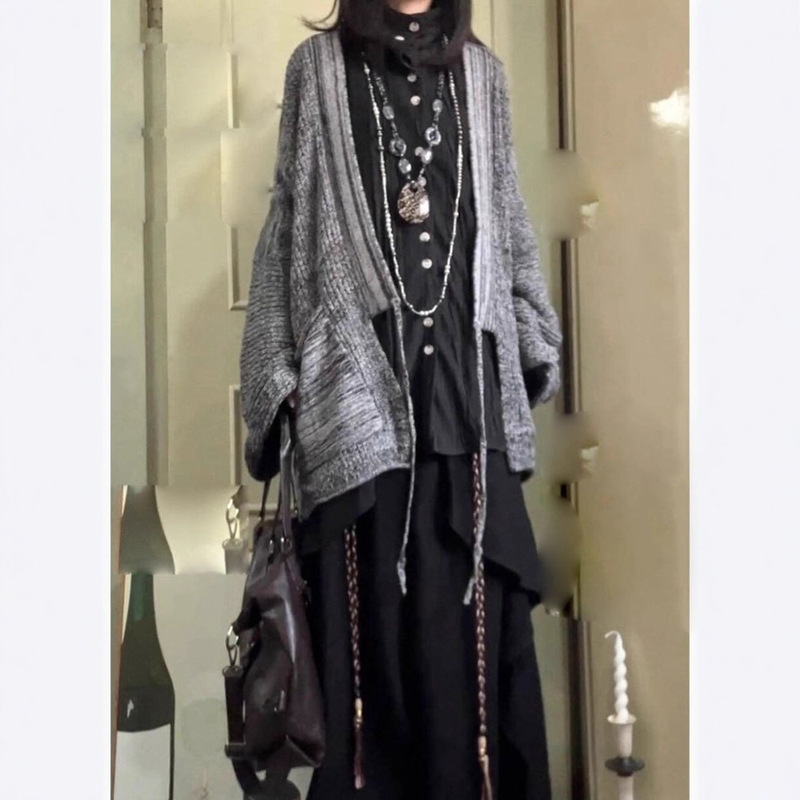 Japanese Retro Design Y2K Chinese Niche Personality Sweater Yabi Culture Cardigan Knitwear Women's Jacket Trendy