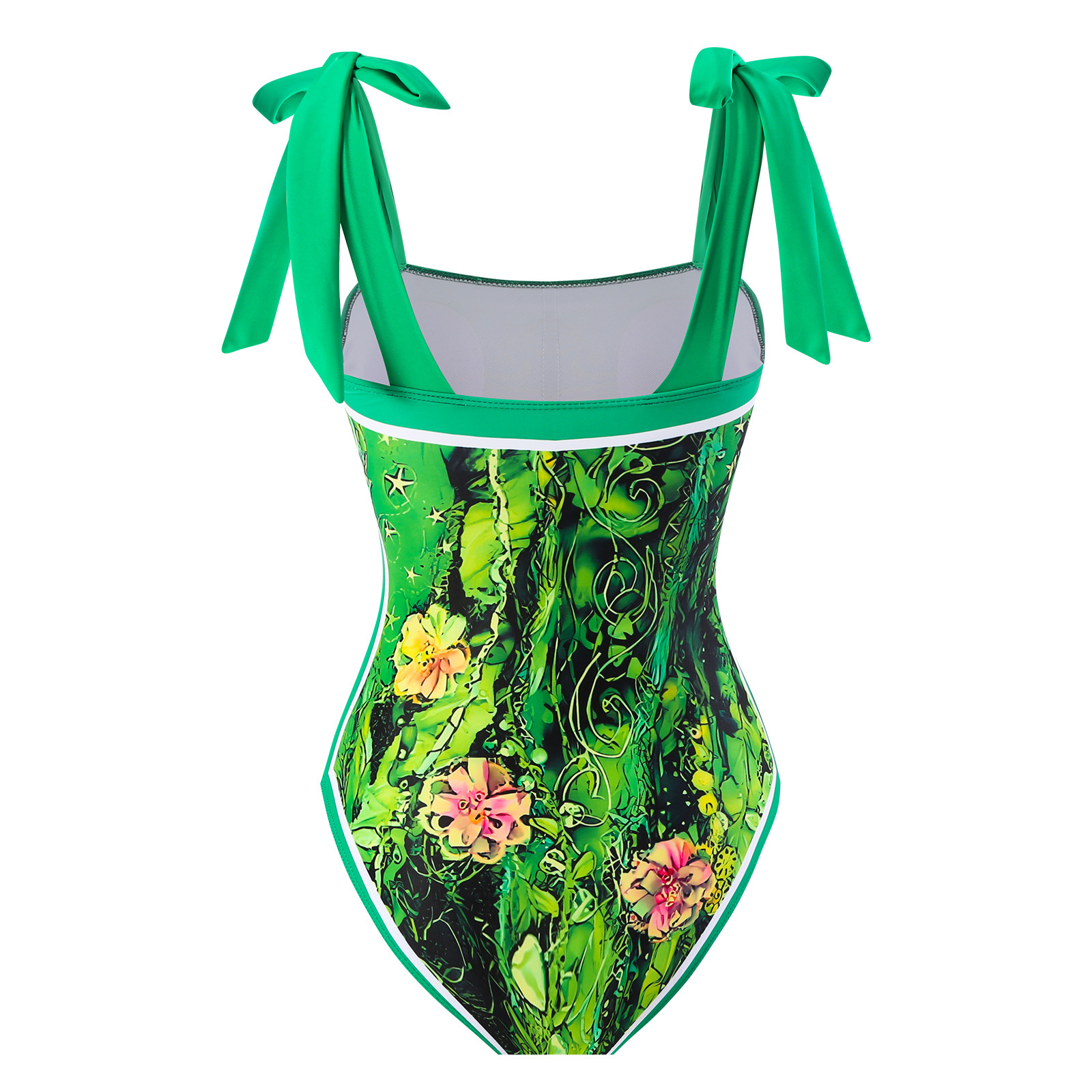 Retro Badeanzug Mit Rock Und Hohem Kragen Damen Blumenmuster_voghion.com