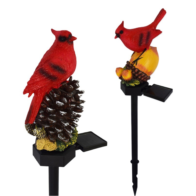 Navidad nueva lámpara de jardín solar al aire libre resina patio micro paisaje tierra enchufe Pino cono pájaro atmósfera Lámpara decorativa