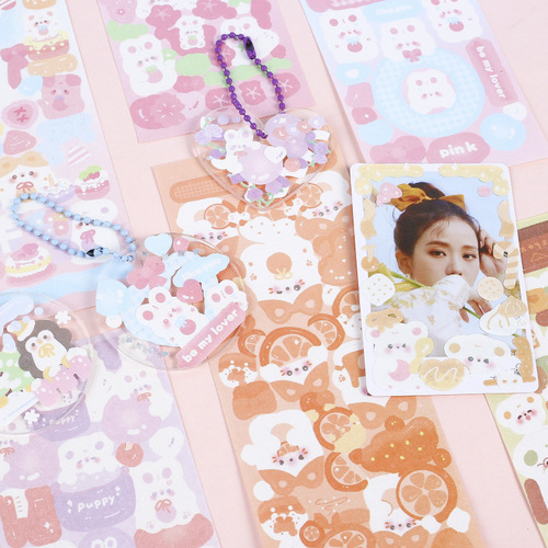 D17 Idou Cute Pet Series 14 types of handbook stickers creative cute goo card diy material pvc waterproof stickers