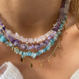 欧美狂野碎石简约锁骨链叠戴文艺范脖子项链个性休闲度颈链女