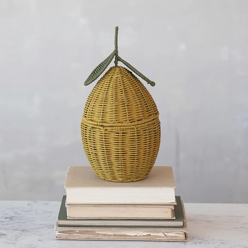 Cesta de ropa sucia tela de vidro a mano de limón cesta de almacenamiento de juguetes canasta de almacenamiento de decoración de alojamiento residencial hotel