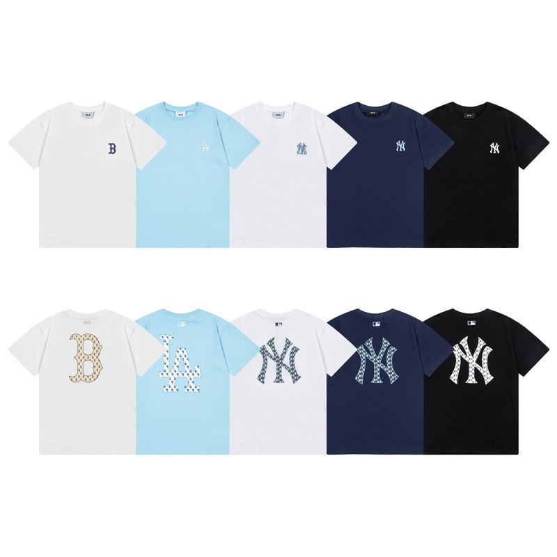 Summer Mlb Short-Sleeved 2025 New Newhua Fashion Printed Round Neck Loose T-Shirt Pure Cotton Couple Men and Women Same Style Summer Mlb Short-Sleeved 2025 New Newhua Fashion Printed Round Neck Loose T-Shirt Pure Cotton Couple Men and Women Same Style