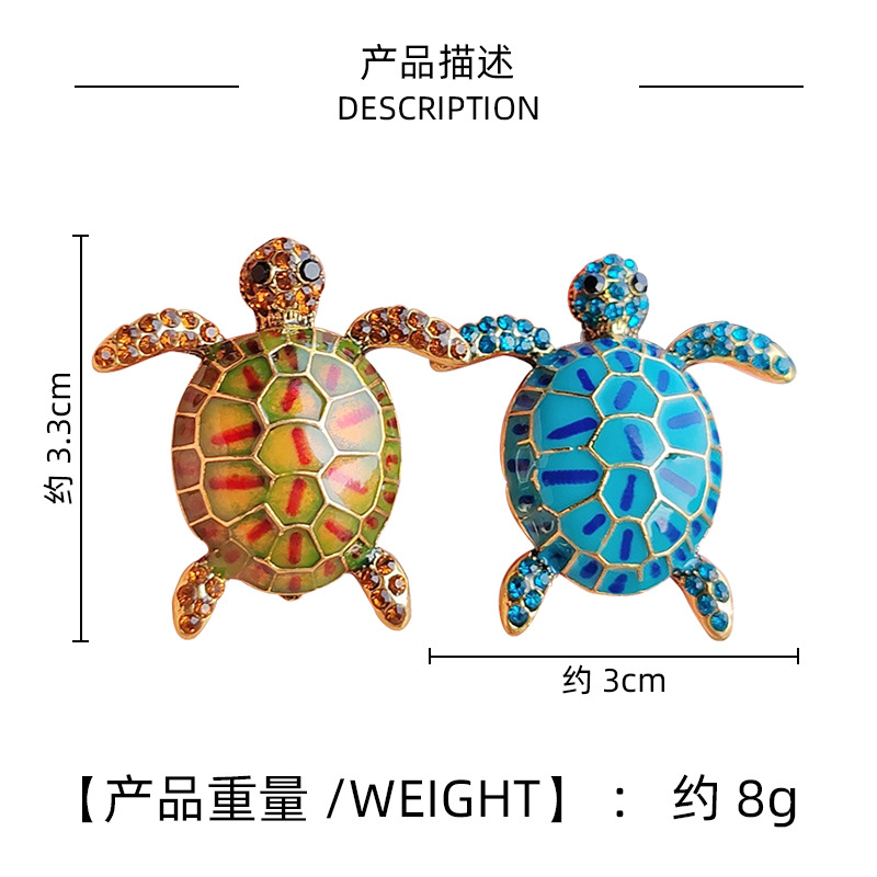 Creative Diamond-embedded fashion turtle animal brooch personality exaggerated dripping badge retro pin clothing accessories