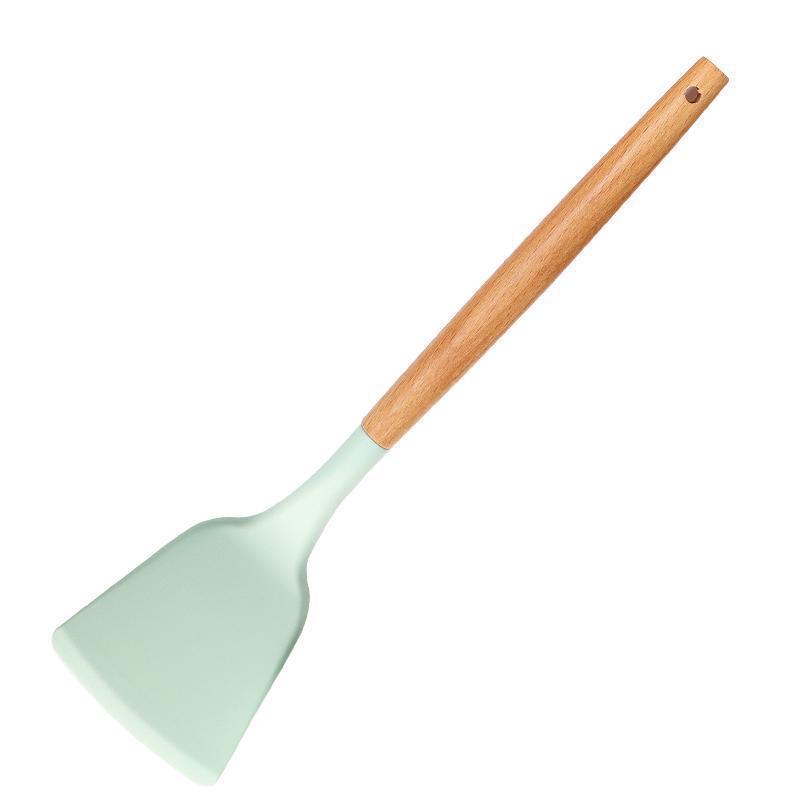木柄硅胶铲子不粘锅专用锅铲家用炒菜铲勺子耐高温厨具套装|undefined