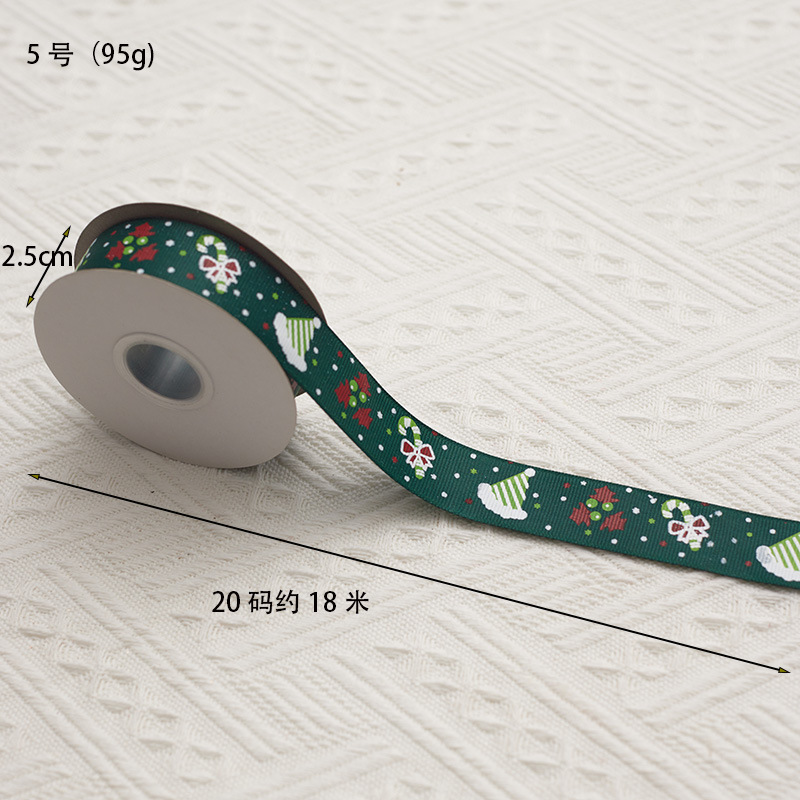 Decoraciones navideñas transfronterizas de madera rojo y verde estampado cinta de tejido de nieve transparente props de diseño de escena DIY arco