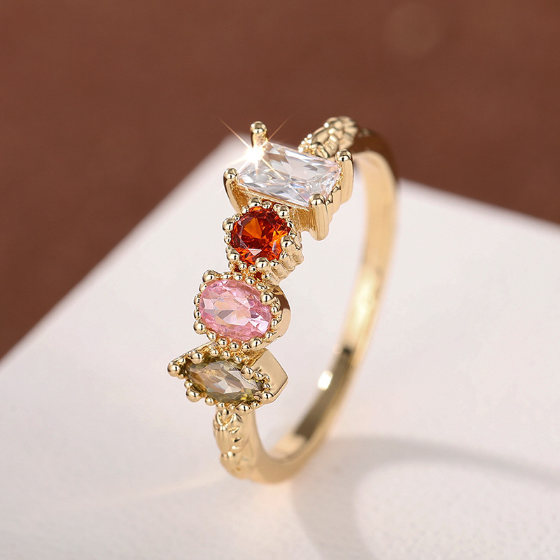 fashionable elegant sophisticated geometric ring with stone with…