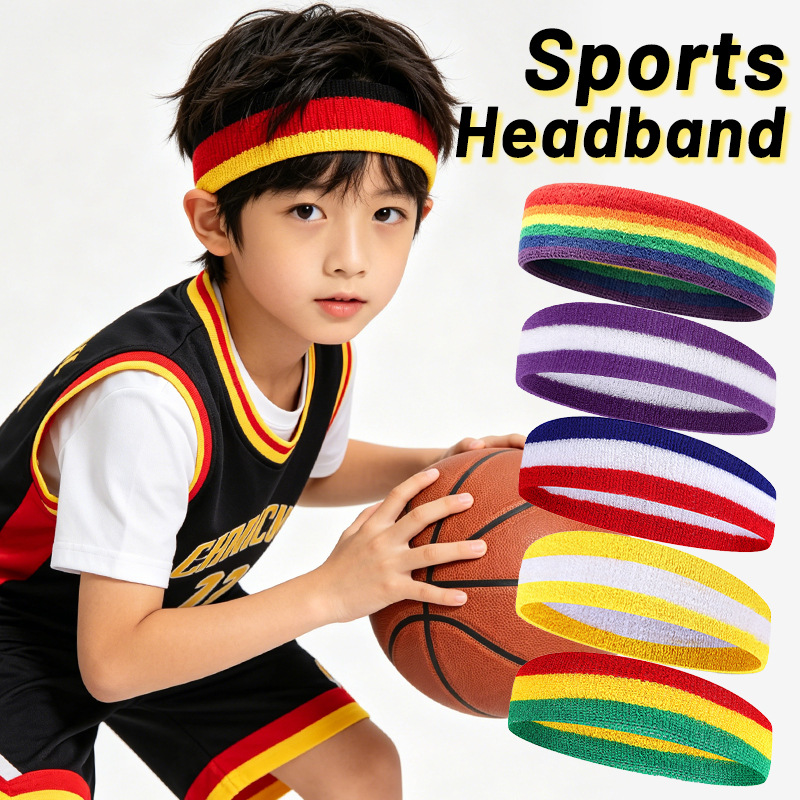 Rainbow Headband for Women, Sports Sweat-Absorbent Band, Knitted Towel, Warm Hair Band, Basketball, Fitness, Running, Yoga, Anti-Sweat