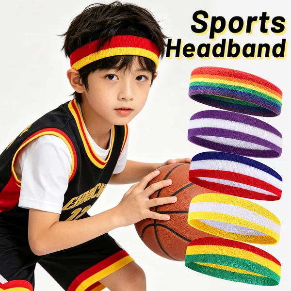Rainbow Headband for Women, Sports Sweat-Absorbent Band, Knitted Towel, Warm Hair Band, Basketball, Fitness, Running, Yoga, Anti-Sweat
