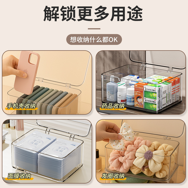 透明蓋付き防塵多機能棚高級感家庭用薬品大容量ハイビジョン収納ケース卸売り|undefined