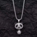 Full rhinestone panda + 3.0*70cm pearl chain