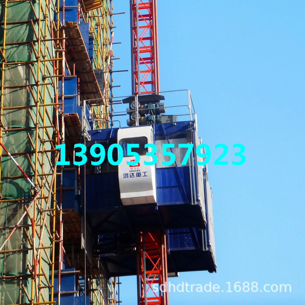 鸿达重工高速双笼、单笼外用施工电梯 速度68m/min 施工升降机