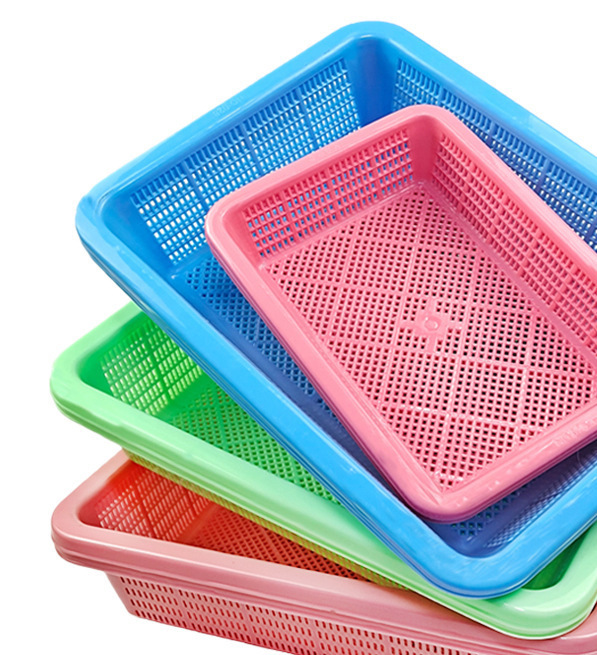 Cesta de agua para lavar verduras, tamiz, marco de drenaje de agua, cesta de cocina, cesta de plástico rectangular gruesa, cesta hueca para lavar verduras
