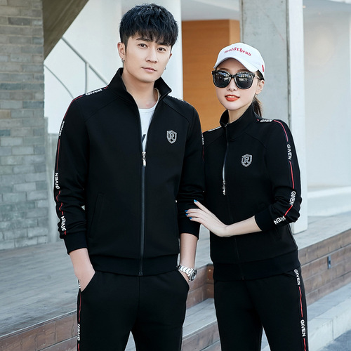 Couple's sportswear set casual three-piece set fashionable Korean-style slimming sports top with men's hoodie set spring and autumn
