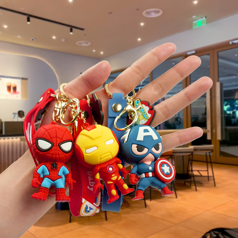 Cartoon Marvel Captain America Spider-Man Iron Man Keychain Avengers Hand Doll Pendant Gift