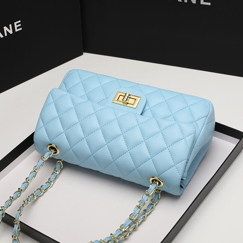 Crossbody Bag Genuine Leather Diamond Grid Chain Shoulder Bag_voghion.com