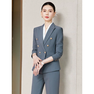 秋冬职业西装裤套装女修身显瘦公务员面试职场商务通勤工作服正装