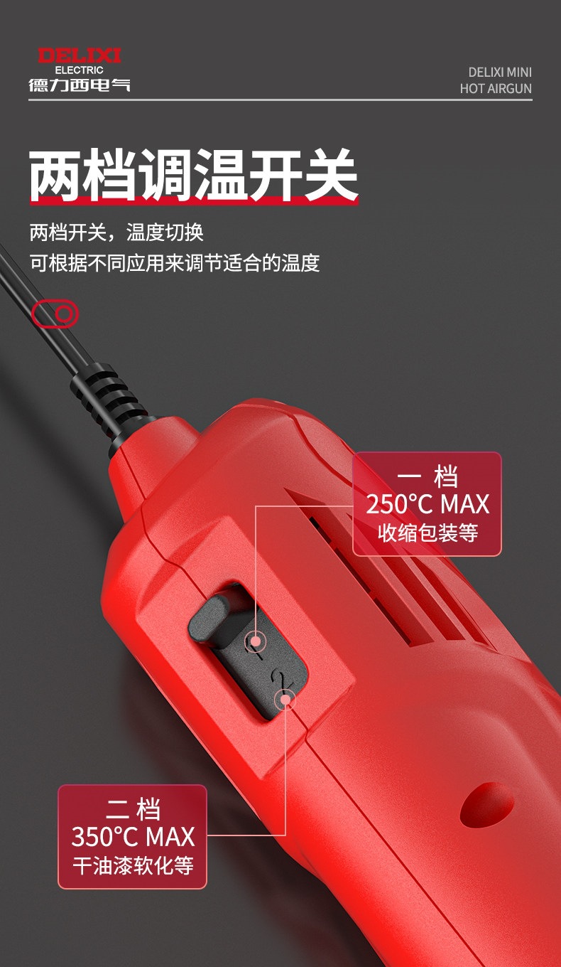 Suitable for Delixi hot air gun, small drying gun, heat shrink film, shrink wrap, portable heat gun for mobile phone repair