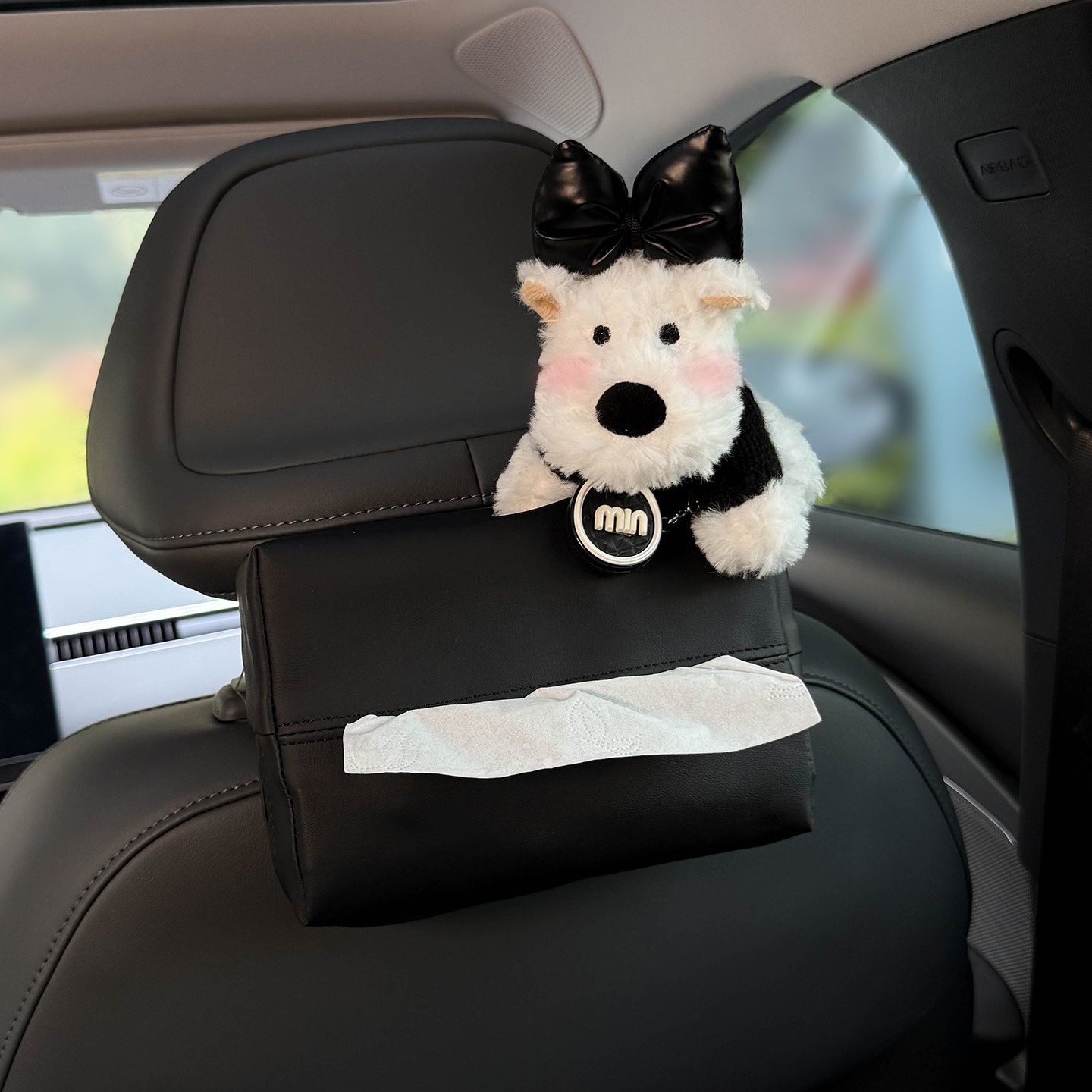 2026 New Model West Highland Car Tissue Box, Car Headrest Tissue Holder, Seat-Mounted Car Tissue Bag, Cute for Women