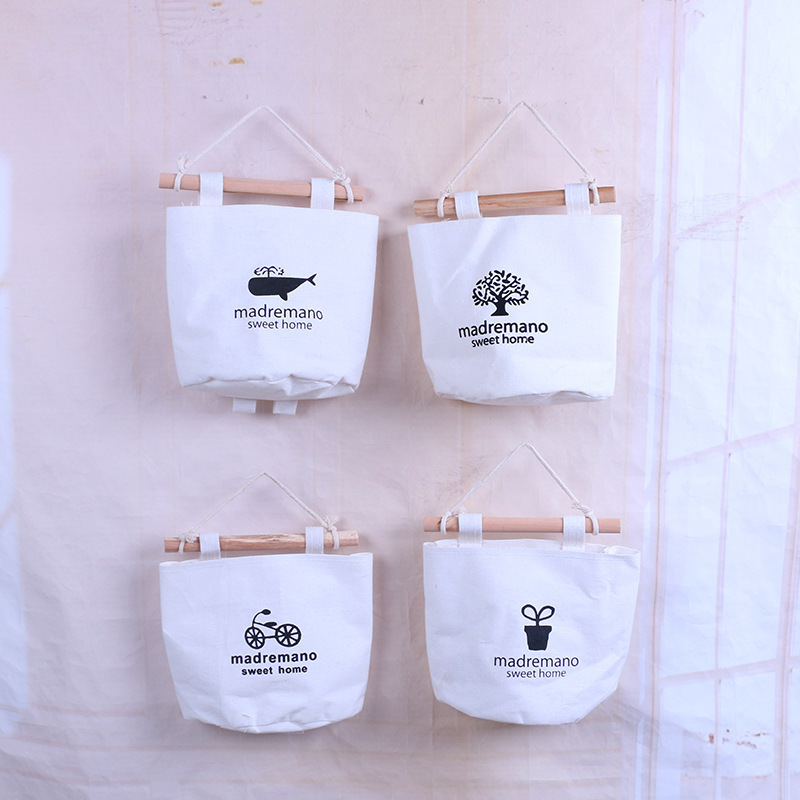 Bolsa colgante de pared de algodón y lino, un solo bolsillo, para almacenamiento de artículos diversos, venta al por mayor.