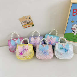 儿童包包女新款艾莎公主斜挎包可爱女孩单肩包珍珠小香风零钱包潮