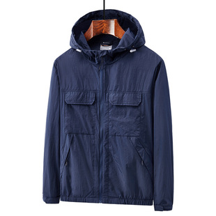 Sun Protection Clothing Men's Waterproof Sports Jacket Youth Casual Outdoor Lightweight Hooded Men's Multi-Pocket Workwear Group Buying