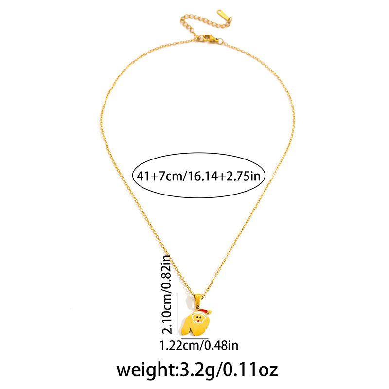 7g Weight 0.03µm Gold Plating Thickness Electroplated Gold Plating Process Golden Plated Plating Material 201 Stainless Steel Pendant Material Pendant Necklace Classification 201 Stainless Steel Chain Material cable chain Chain Type 1 Piece Quantity Holiday, Daily Occasion 201 Stainless Steel Material Santa Claus, Number Pattern Women's Gender Cute Style Plating Craft Fashionable Stainless Steel Christmas Necklace For Women 26 Small Letter Pendants Versatile Minimalist Choker Trendy Accessory 42