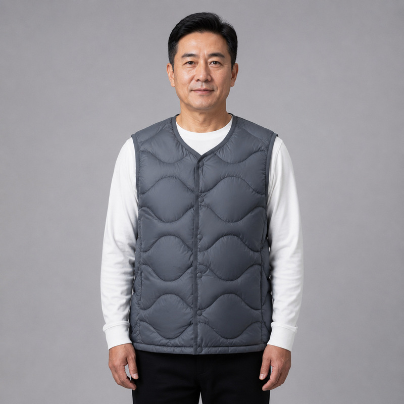 Pinghu men's 90% down new national standard model for middle-aged dads, men's round-neck V-neck down vest jacket Pinghu men's 90% down new national standard model for middle-aged dads, men's round-neck V-neck down vest jacket