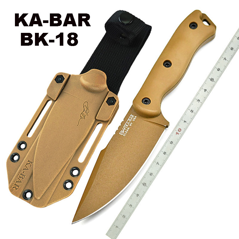 跨境热卖卡巴BK18户外直刀防身多功能野营垂钓登山求生刀