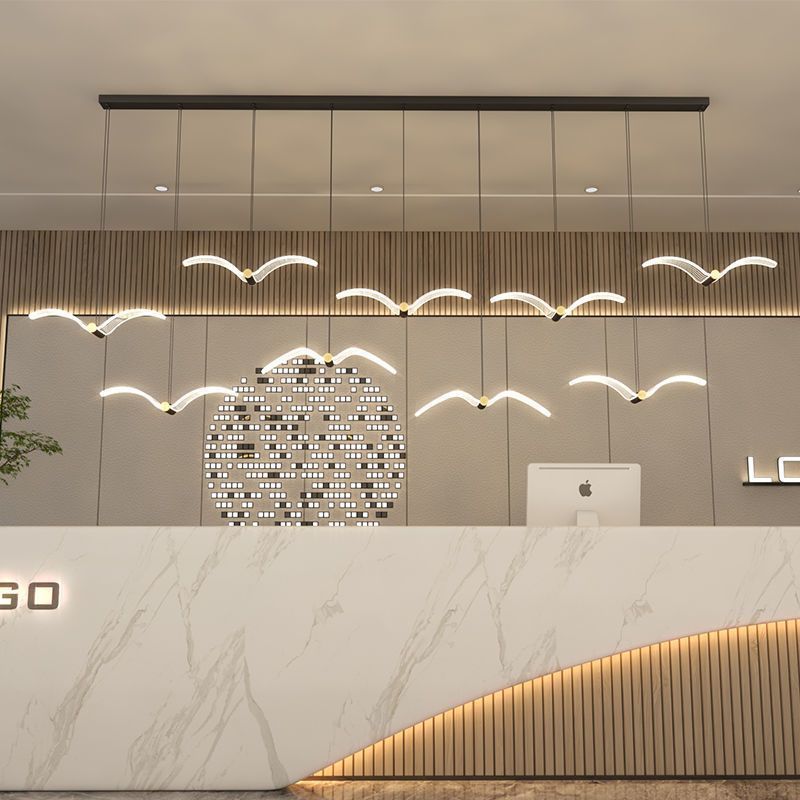 Nordic Long Seagull Pendant Light, Modern Minimalist Trendy Lighting Fixture for Living Room, Dining Room, Bar Counter, Island, Creative and Unique