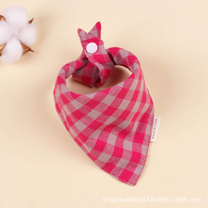 Bebé de algodón bebé babero triángulo BiB Snap de doble capa babero recién nacido niños bufanda a cuadros cuatro estaciones