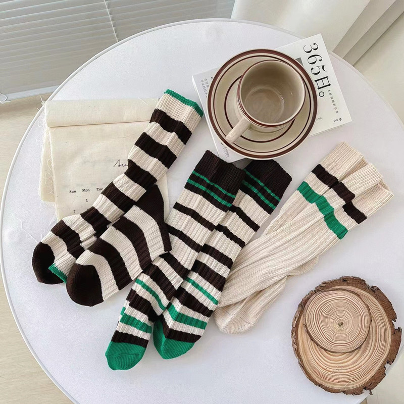 Unisexe Style Japonais Bande Coton Crew Socks Une Paire display picture 6